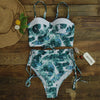 High Waist Swimwear New Leaf Print Bikinis